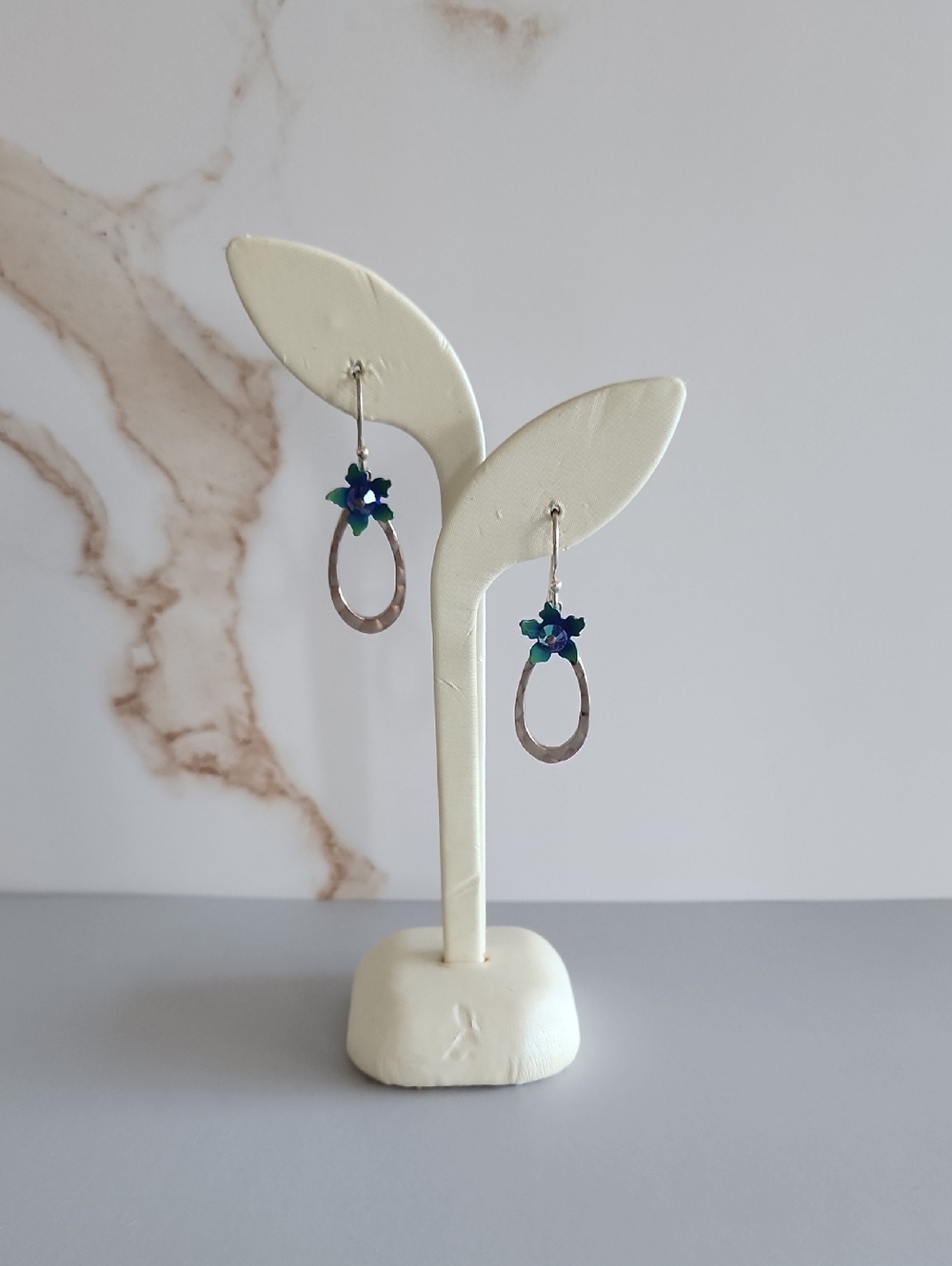 Holly Yashi Silver & Teal Flower Drop Earrings